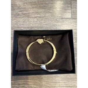 KATE SPADE NY SINGLE TAKEN HEART DEAR VALENTINE GOLD HINGED BANGLE BRACELET